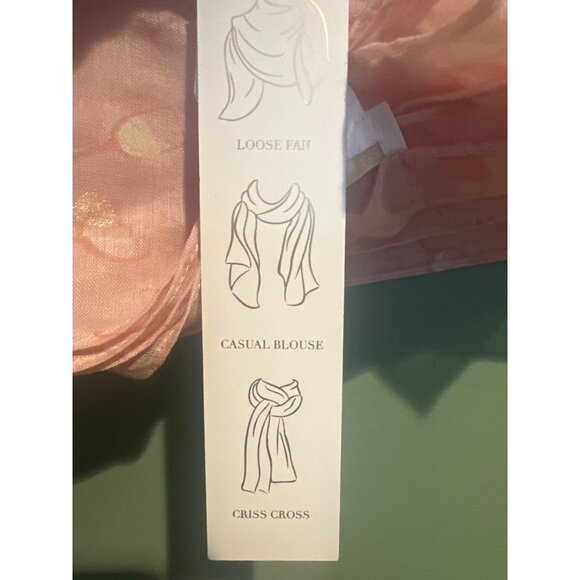 Women’s Pink Wine Glass Print Scarf Lightweight Sheer Wrap Barbiecore Holiday - Picture 3 of 4